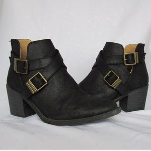 Charlotte Russe Black Buckle Booties
